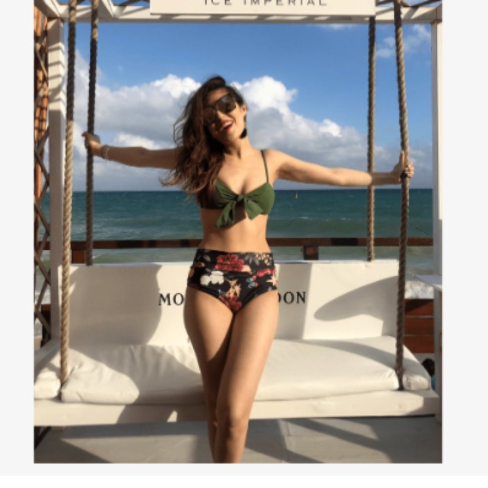 BIKINI Hi Waist Hi Cut Push Up NWT! Size Large